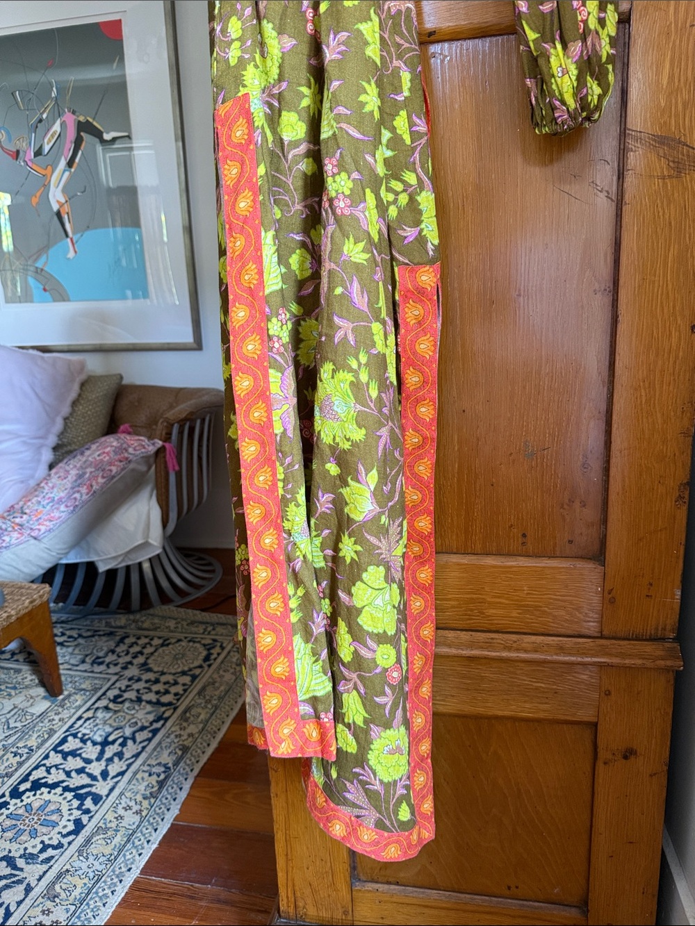 Boteh (Australian Designer) Asymmetrical Shoulder Linen Floral Maxi Dress 👗 - Picture 8 of 9